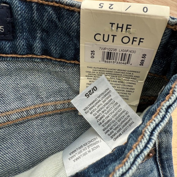 Lucky Brand The Cutoff Shorts Women's Blue Denim Frayed Button Fly - 0/25 NWT - Picture 8 of 11